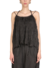 Alysi Crinkle-effect Spaghetti Strap Top In Nero