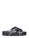 Stella Mccartney Vesta Eco Alt Logo Crisscross Sandals In Nero
