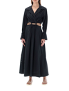 Simkhai Alex Pleated Poplin Cut-out Maxi Shirtdress In Black