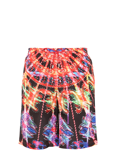 Dolce & Gabbana Long Swim Trunks With Illumination Print In Multicolor