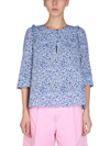 Baum Und Pferdgarten Melody Leopard Print Organic Cotton Blouse In Azzurro