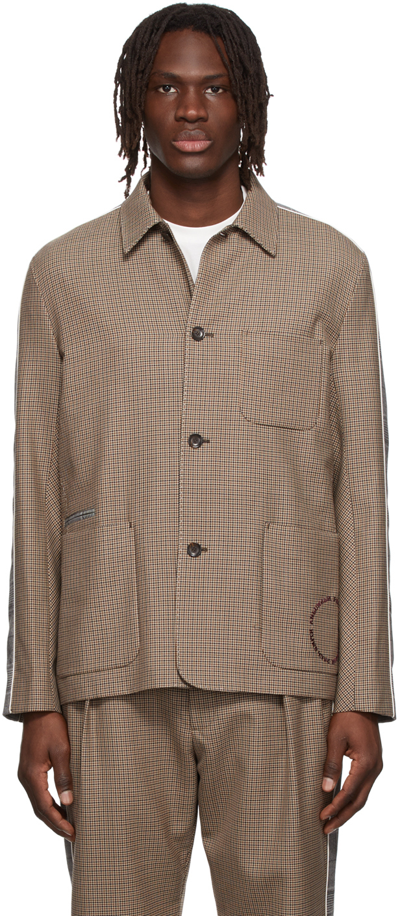 Ahluwalia &paul Smith Ssense Exclusive Beige Wool Blazer In Check