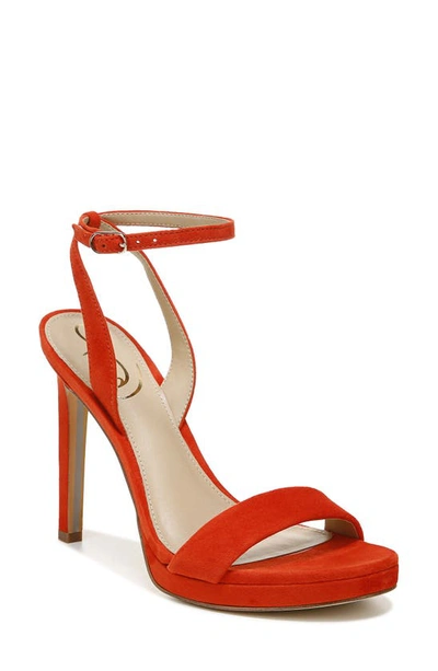Sam Edelman Women's Jade Ankle Strap High Heel Sandals In Bright Red