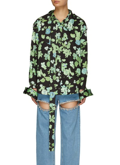 Meryll Rogge Convertible Floral-print Cotton-poplin Shirt In Multi-colour