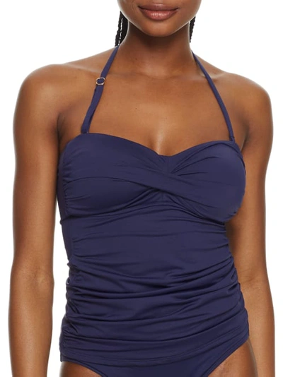 Anne Cole Signature Live In Color Twist Bandini Top In Navy