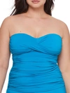 Anne Cole Signature Plus Size Live In Color Twist Bandini Top In Teal