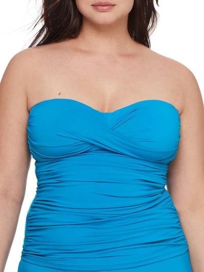 Anne Cole Signature Plus Size Live In Color Twist Bandini Top In Teal