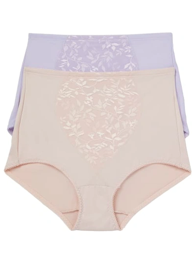 Bali Jacquard Shaping Brief 2-pack In Lilac,sandshell