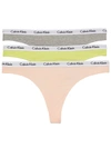 Calvin Klein Carousel Thong 3-pack In Coral,lime,grey
