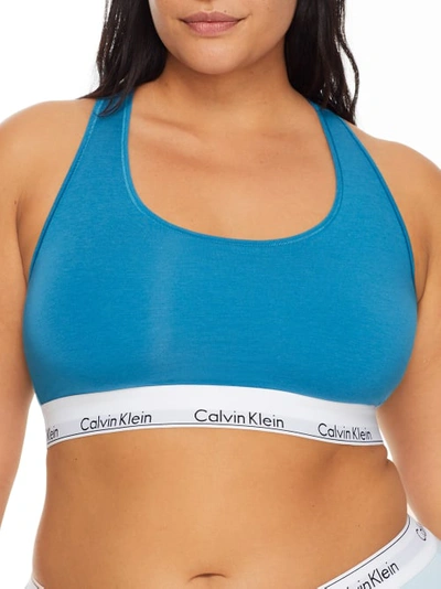 Calvin Klein Plus Size Modern Cotton Bralette In Tapestry Teal