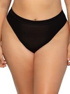 Curvy Couture Sheer Mesh Hi-cut Thong In Black Hue