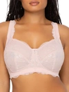 Curvy Couture Luxe Lace Side Support Wire-free Bra In Blushing Rose