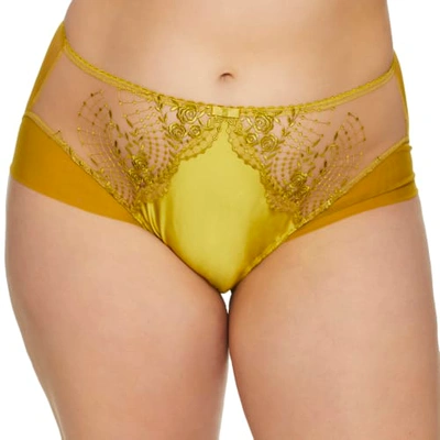 Dita Von Teese Plus Size Julies Roses High Waist Brief In Chartreuse