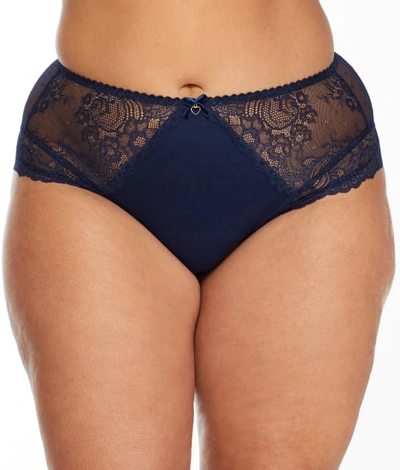 Dita Von Teese Fiamma Lace High-waist Brief In Navy
