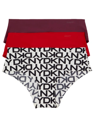Dkny Litewear Anywhere Hipster 3-pack In Purple/ Red/ Pattern