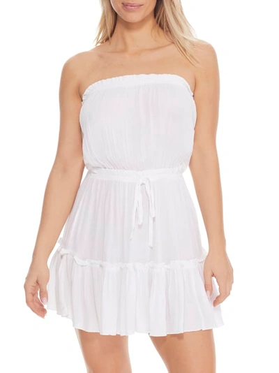 Elan Strapless Ruffle Dress Cover-up In White