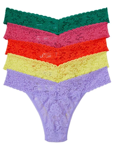 Hanky Panky Signature Lace Original Rise Thong Fashion 5-pack In Bohemian Stripe