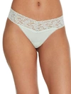 Hanky Panky Organic Cotton Original-rise Lace-waist Thong 891801 In Cucumber