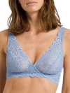 Hanro Luxury Moments Lace Unlined Underwire Bra In Blue Moon