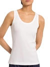 Hanro Sleep And Lounge Ribbed Cotton Tank Top In White