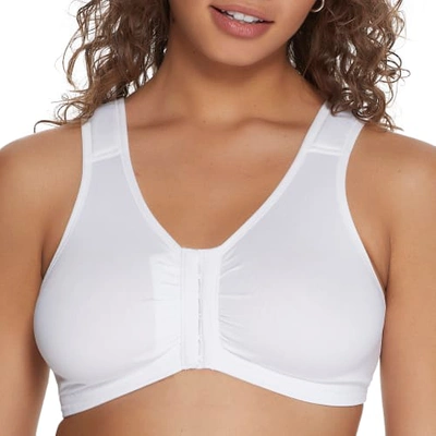 Leading Lady Laurel Seamless Front-close Wire-free Bra In White
