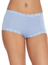 Maidenform Lace Trim Microfiber Boyshort Underwear 40760 In Gingham Blue