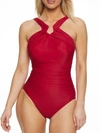 Miraclesuit Rock Solid Aphrodite Halter One-piece Swimsuit In Grenadine