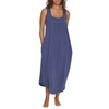 Papinelle Pleated Maxi Modal Nightgown In Indigo