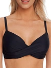 Pour Moi Free Spirit Lightly Padded Underwired Twist Front Bikini Top In Black