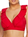 Pour Moi Space Ruffle Convertible Bikini Top In Red