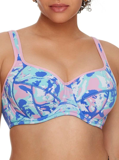 Pour Moi Fuller Bust Energy Reach Underwire Lightly Padded Sports Bra In Bright Marble Print-multi