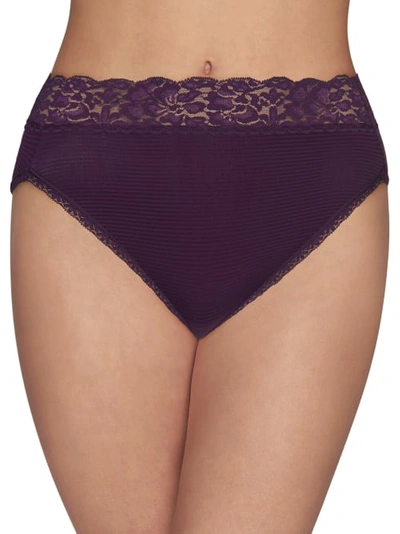 Vanity Fair Flattering Lace Hi-cut Brief In Sangria Stripe