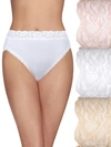 Vanity Fair Flattering Lace Hi-cut Brief 3-pack In Quartz,white,neutral