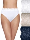 Vanity Fair Flattering Lace Hi-cut Brief 3-pack In White,neutral,navy