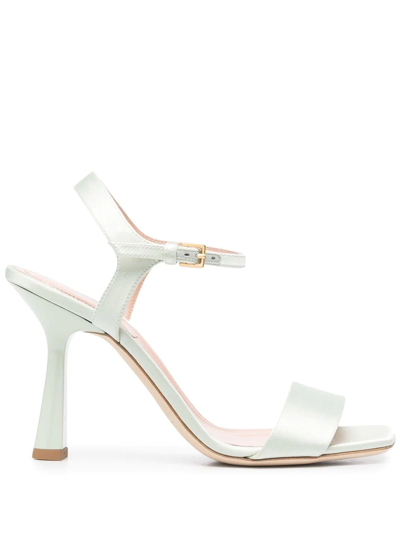 Alberta Ferretti Heeled Silk Sandals In Grün
