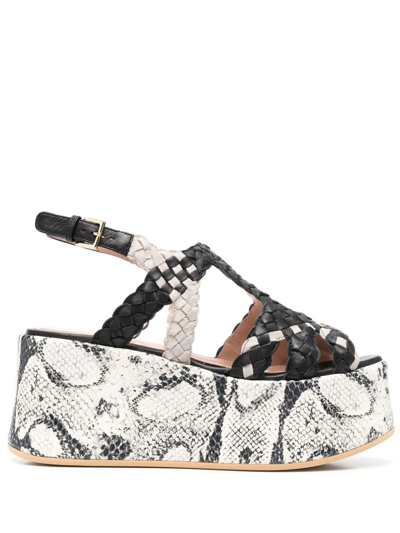 Alberta Ferretti Snakeskin Print Platform Sandals In Schwarz