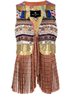 Etro Embellished Fringed Suede And Cotton-voile Vest In Rosa