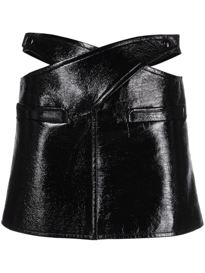 Courrges Courr Ges Women Faux Leather Cut Out Skirt Black