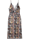 Sandro Luana Graphic-print Silk Midi Dress In Black