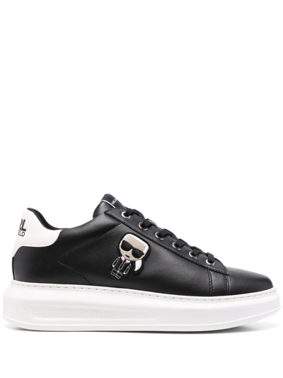 Karl Lagerfeld Kapri Ikonik Leather Sneakers In Black
