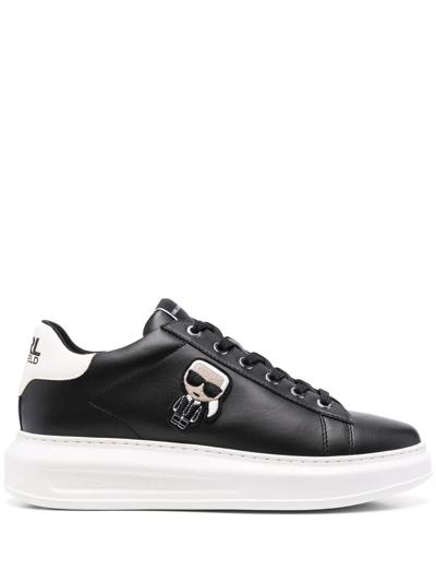 Karl Lagerfeld Kapri Ikonik Leather Trainers In Black