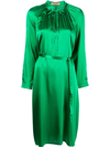 Yves Salomon Long Sleeve Mid-length Dress In Grün