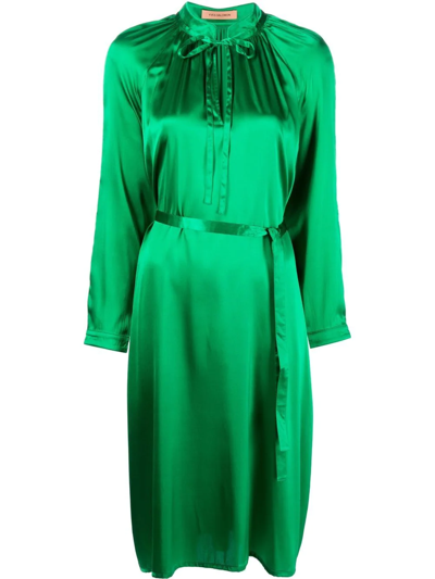 Yves Salomon Long Sleeve Mid-length Dress In Green