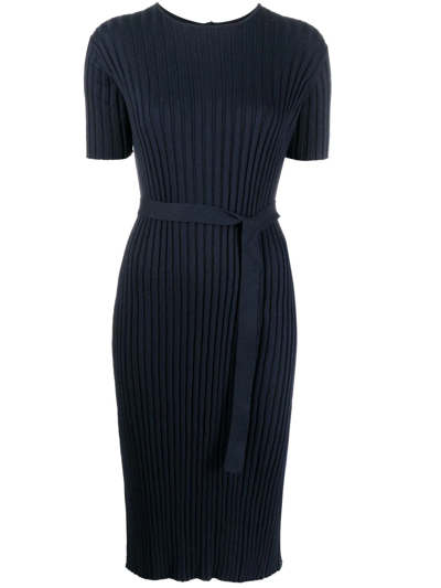 Yves Salomon Short Sleeve Day Dress In Blau