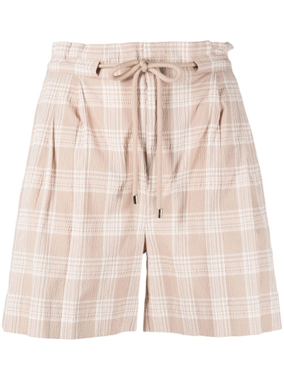 Woolrich Check-print Seersucker Shorts In Beige Check