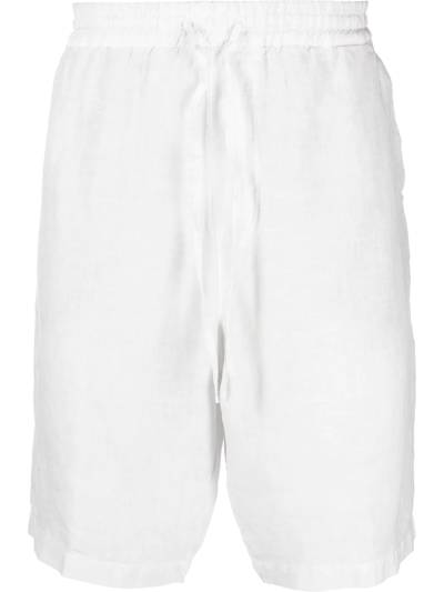 120% Lino Drawstring Linen Bermuda Shorts In White