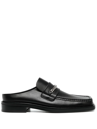 Martine Rose Chain-link Detail Slip-on Loafers In Black High Shine