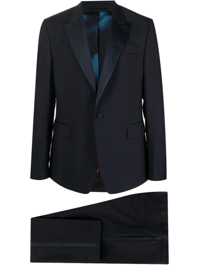 Paul Smith Peak-lapels Pressed-crease Single-breasted Suit In Blue
