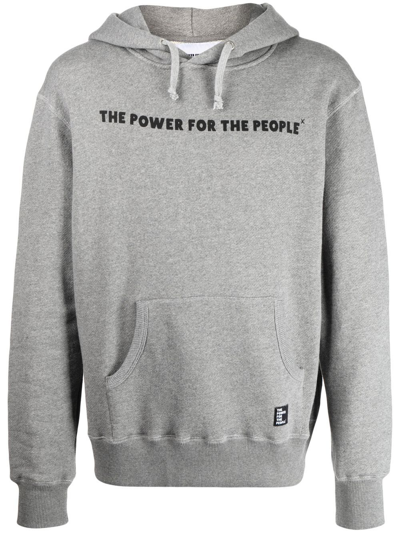 The Power For The People Logo-print Detail Hoodie In Grey