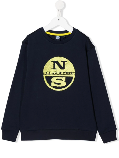 North Sails Logo-print Cotton Sweatshirt In Blau
